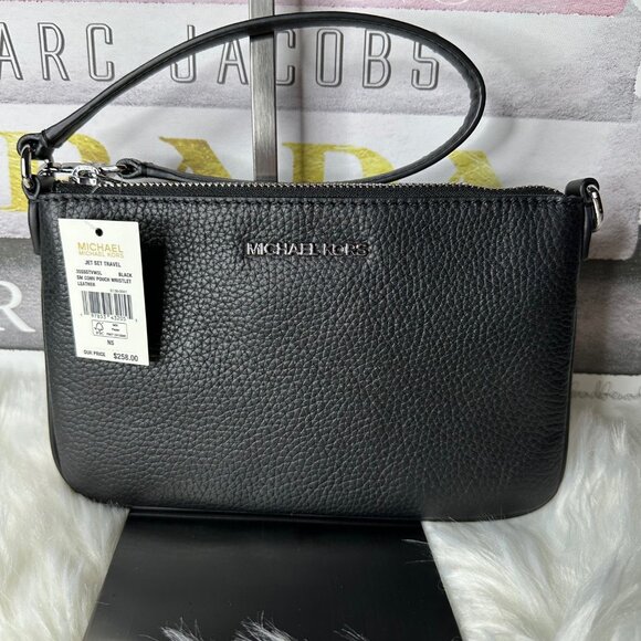 NWT Michael Kors Jet Set Pebbled Leather Convertible Wristlet - Picture 2 of 6